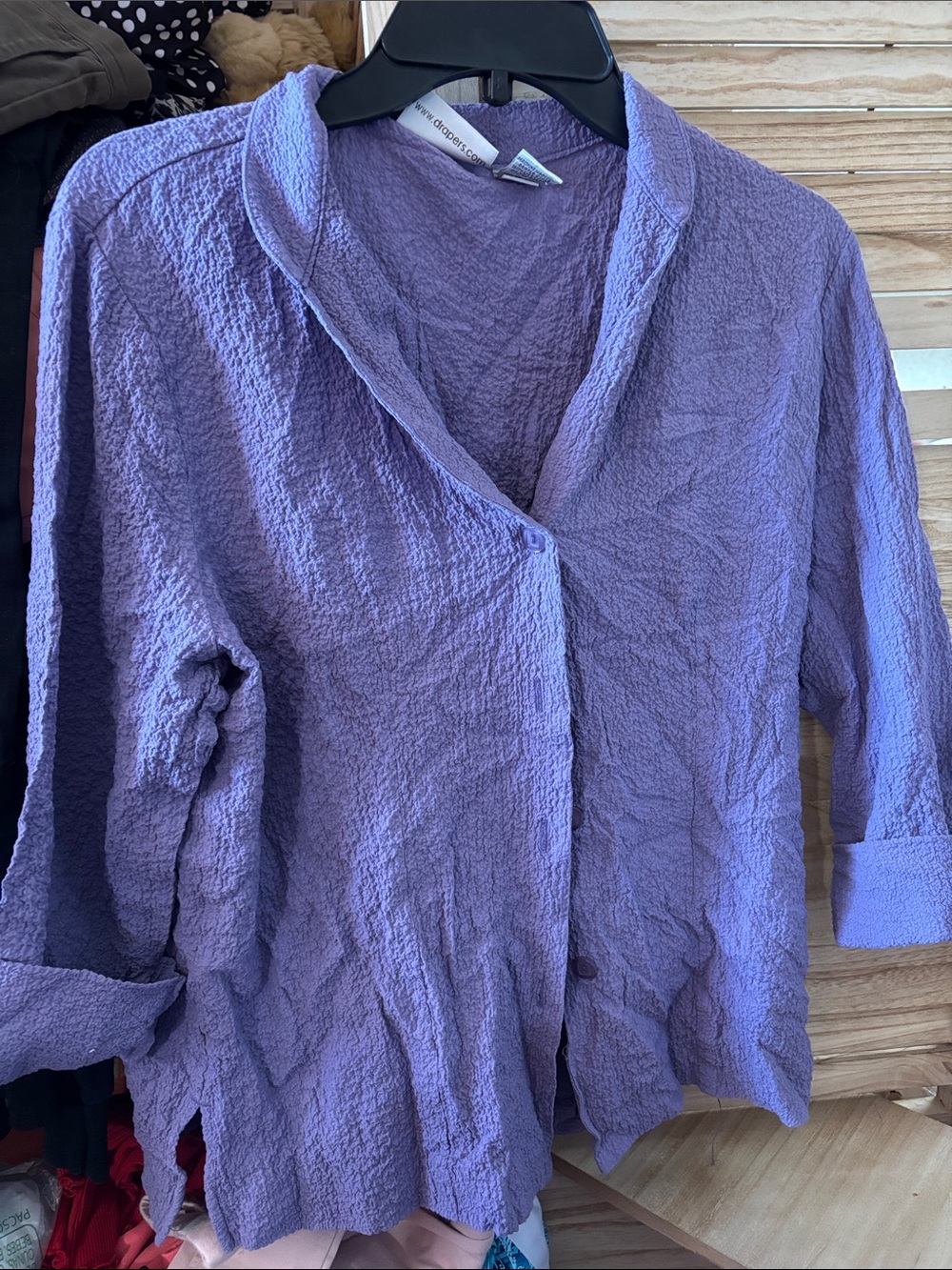 Drapers and Damon’s Lightweight Lavender Textured Button-Front Women's Top Large